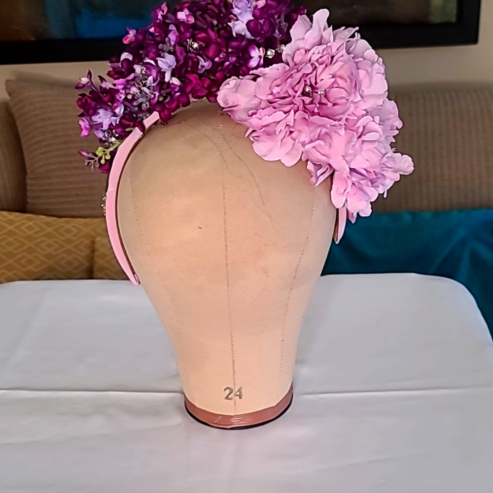 Floral & Rhinestone Fascinator | Headband | Head Piece